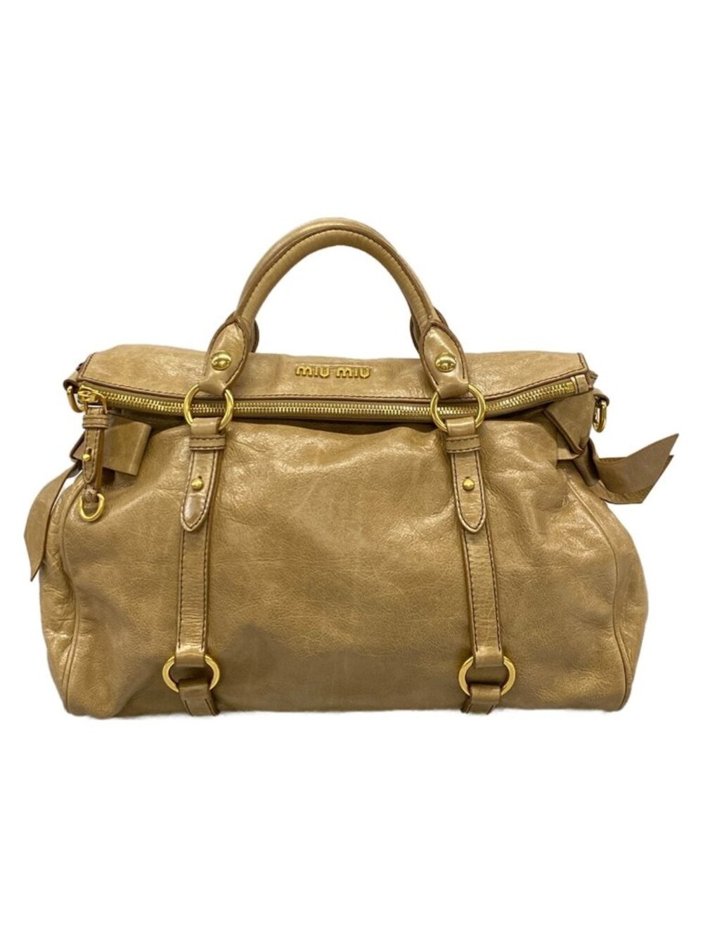 Miu Miu Handbag Vitterolux Beige Ribbon Leather